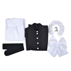 Classique noir blanc femme <span class=keywords><strong>de</strong></span> chambre Style britannique perle fil Long café boutique femme <span class=keywords><strong>de</strong></span> chambre robe maison vacances Cosplay hommes femmes vêtements - Product Image 2