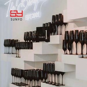 Gobelet en verre <span class=keywords><strong>Gin</strong></span> Tonic personnalisé à longue tige, couleur noir blanc, pour mariage, vin rouge, verre à boire avec bordure dorée - Product Image 4