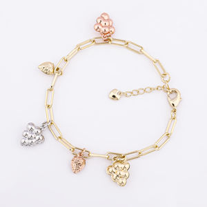 최신 종교 가톨릭 삼색 삼중 톤 묵주 팔찌, 사이즈 조절 가능한 비즈 팔찌 14K 골드필드 금 묵주 팔찌 - Product Image 5