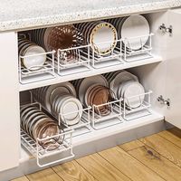 Rak Piring Dapur Stainless Steel Lipat & Dapat Dipindahkan Tanpa Perlu Pemasangan Penyimpanan Kabinet Kecil untuk Mangkuk dan Piring
