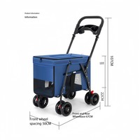 Chariot pour animaux de compagnie multifonctionnel léger à quatre roues, réglable, pliable, portable, pour chiens et chats de petite taille, idéal pour les voyages en extérieur - Vente chaude