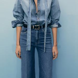 กางเกงยีนส์ทรงตรงแฟชั่นสุดชิค รุ่นใหม่ล่าสุด เอวสูง ผ้าฝ้าย 100% สำหรับผู้หญิง - Product Image 2