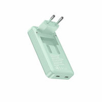 Adaptateur de chargeur USB C double PD 35W turquoise, avec broches pliables, portable pour les voyages