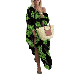 Popolare abito da donna con stampa su richiesta stile hawaiano personalizzato <span class=keywords><strong>Ulu</strong></span> lascia stampe in tessuto taglie forti abiti Casual da donna - Product Image 3