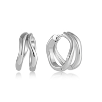 Gran oferta, pendientes de aro de oro macizo chapado en oro de 18 quilates de Plata de Ley 925 de doble banda para mujer