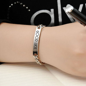 Pulsera de Cadena de Acero Inoxidable con Grabado Láser de 7 mm, Amuleto de Buena Suerte para Mujer, Regalo de Joyería - Product Image 2