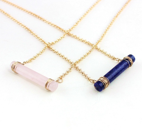 Adjustable Healing Natural Stone Necklace Stainless