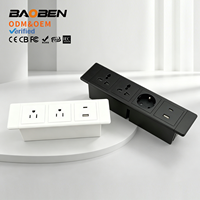 BAOBEN Desktop-Einbausteckdose - Britischer und Amerikanischer Standard Mehrfachstecker Eingebaute Möbel-USB-Steckdosenleiste
