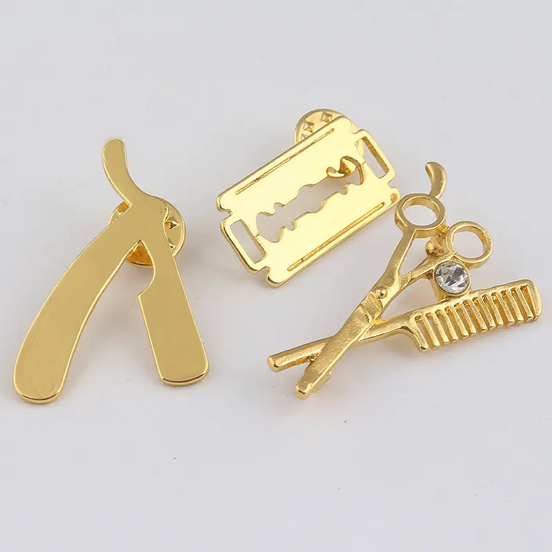 Hairdresser Brooch Washing The Hair Of The Barber's Razor Scissors And Barber brooch pin Badge pendant necklace