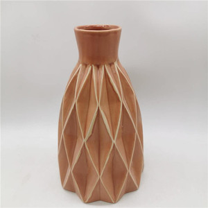 Florero de cerámica de escritorio cóncavo para el hogar y la boda, pintura a mano geométrica moderna, gran oferta - Product Image 2