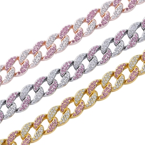 Hip-Hop Rote Vollständig mit Zirkonia Besetzte Miami Cuban Link Kette Schmuck Bling Herren Rapper Party Halskette - Product Image 6