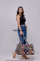 Sac de sport en coton de Style bohème fait à la main pour femmes confortable poignée en tissu fermeture éclair chaînes décoration fourre-tout de voyage à la mode