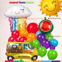 Pastèque Autobus Scolaire Soleil Nuage Latex Guirlande Arc Ensemble Ballon pour Pastèque Fête D'anniversaire Scène Décoration En Gros
