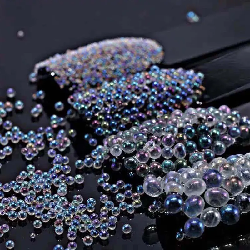 Hot selling wholesale multi size diy crafts decorations round shape iridescent clear no hole transparent bubble glass beads