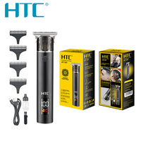 HTC AT-187 alat cukur rambut, profesional Display LCD t-blade pemotong rambut penutup Motor tanpa potongan