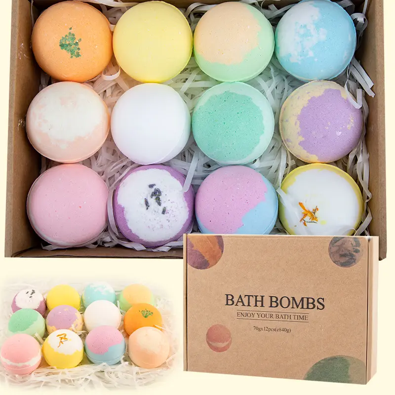 Wholesale Supplies OEM Luxury Gift Set Vegan Natural Bath Bomb ball Organic Fragrance Rose Lavender Dried Flowers Bath Bombs