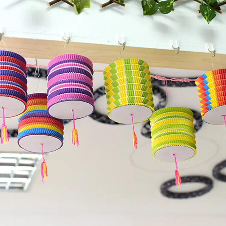 Groothandel Op Maat Bedrukt Chinese Hangende Vouw Kleurrijke Papieren Lamp Papieren Lantaarns Voor Vakantie Festival Feestdecoratie