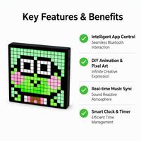 Pantalla LED de Escritorio Inteligente con Matriz de Puntos Cuadrados |   Pantalla de Arte de Píxeles RGB Programable |   Decoración Creativa para Oficina y Regalo Tecnológico para Gamers