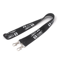 Longes à Double Clip personnalisées avec nom de l'entreprise, soie imprimée, identification personnalisée, dentelle Double face
