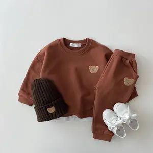 2021 новый свитер одинаковые штаны комплекты одежды для малышей Детские комплекты для малышей, костюмы однотонный комбинезон для детей ясельного возраста комплект одежды из 2 предметов для новорожденных мальчиков; Одежда для малышей