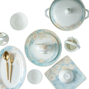 Vaisselle en céramique de Jingdezhen, bols et services de vaisselle en porcelaine fine, vaisselle domestique, coffrets cadeaux, vente en gros, personnalisable - Product Image 5
