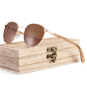 Lunettes de soleil polarisées en bois pour hommes et femmes, avec logo personnalisé imprimé au laser, monture ronde, vente en gros OEM Chine - Product Image 1