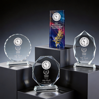 Trophées en verre Noble Awards avec gravure personnalisée pour les remises de diplômes et les cadeaux de salons professionnels, horloges de table durables et polies
