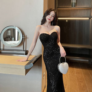 Gaun pesta tanpa tali payet elegan, gaun pesta dansa ulang tahun, Gaun panjang putri duyung untuk pesta dansa - Product Image 6