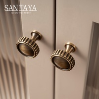 Poignées en laiton massif Santaya, style antique, pour meubles de luxe, boutons de tiroir à trou unique, poignée de porte d'armoire en laiton