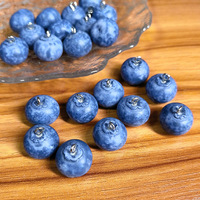 Liontin Buah Blueberry 3D Simulasi Resin 1.5cm, Aksesoris DIY Makanan Lucu untuk Anting, Kalung, Gantungan Kunci, Akrilik & Lucite