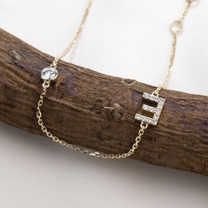 Bracelet en or 14 carats MSR-673 avec diamant de laboratoire taille ronde lettre M, idéal pour le quotidien - Product Image 2