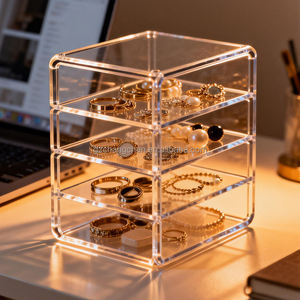 Caja organizadora de cosméticos apilable de acrílico transparente personalizada de fábrica, estante de exhibición de maquillaje de acrílico transparente. - Product Image 4