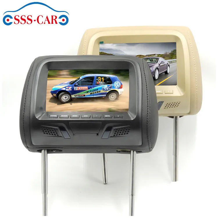 Sandaran Kepala Universal Mobil, Sandaran Kepala Pengganti DVD 7 "Ganda dengan Monitor dan Layar Bawaan