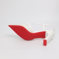 Diamant Agrémenté Mules Maille Dames Sexy Slingbacks Slip-On Sandale Talons Rouge Bas Pompes pour Femmes