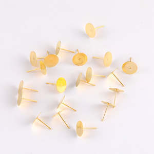 Flat Metal Earring <b>Posts</b> Gold Silver Bronze White KKC Gold Plated For Earring Making Jewelry Findings Components 52018 - Product Image 2
