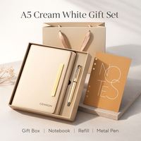 Cuaderno Ecológico de Papel y Cuero A5, Bolígrafo, Caja de Regalo Empresarial, Bolsa de Regalo a Juego, Personalización de Logotipo en Colores, 100 Hojas, Promocional