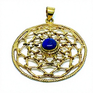 Antique Brass <b>Large</b> 40 mm Flower of Life Charms Pendants Diamond and Onyx <b>Stone</b> Plated with Religious Style for Jewelry Making - Product Image 3