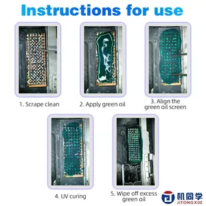 <span class=keywords><strong>Masque</strong></span> <span class=keywords><strong>de</strong></span> <span class=keywords><strong>soudure</strong></span> UV JTX Green Oil en maille pour téléphones portables, écrans <span class=keywords><strong>LCD</strong></span>, puces IC, reprise <span class=keywords><strong>de</strong></span> composants BGA, pochoir <span class=keywords><strong>de</strong></span> reballing - Product Image 4