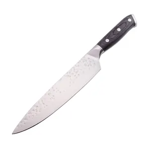Hammered Blade Chef Knife With Pakka Wood Full Tang Handle