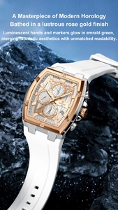 Reloj de Moda REWARD RD832261M en Oferta, Reloj de Pulsera para Hombre, Cuadrado, de Aleación, de Cuarzo, Resistente al Agua, con Calendario y Correa de Goma - Product Image 4