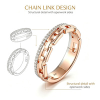 Anillo Unisex de Plata de Ley 925 YILUN, Diseño de Cadena Hueca, Anillo de Pareja con Incrustaciones de Circonita, Joyería Sencilla y Moderna para Hombre y Mujer