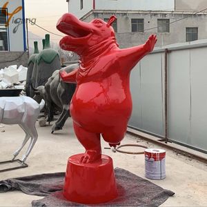 รูปปั้นแรดไฟเบอร์กลาสขนาดเท่าชีวิตจริงรูปปั้นแรดทำจากเรซินน่ารักทำเองได้ - Product Image 3