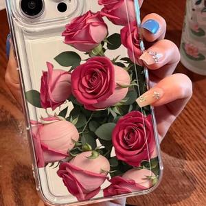 Nuova Custodia di Lusso 2025 con Rose Rosse Multiple per <span class=keywords><strong>iPhone</strong></span> 17 16 15 <span class=keywords><strong>Pro</strong></span> Max, <span class=keywords><strong>Cover</strong></span> Trasparente in TPU, Vendita all'Ingrosso - Product Image 5