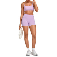 Ensemble de shorts de sport respirants en Spandex/Nylon à col rond, moulant, taille haute, pour la course, le fitness et le yoga