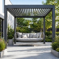 Pérgola de Aluminio con Techo de Láminas Impermeable y Alta Resistencia a la Nieve, Gazebo Duradero para Jardín, Precio de Fábrica, Tamaño Personalizado