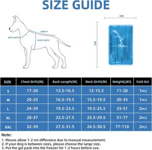 Gilet rafraîchissant pour chien en gros 2-en-1 avec gel froid activé par l'eau, prévient les coups de chaleur, harnais en maille réglable pour la marche en extérieur - Product Image 2