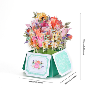 Lovely 3d <strong>Thinking</strong> of <strong>You</strong> Thank <strong>You</strong> Sunflower Bouquet Pop up Flower Greeting Card - Product Image 1