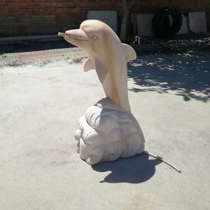 Fuente de estatua de delfín de mármol rosa puesta de sol tallada a mano para paisajes exteriores - Product Image 5