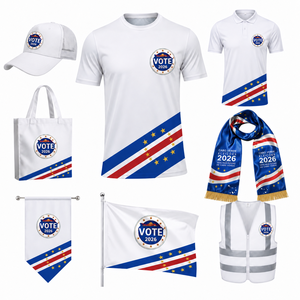 Set Regalo Promozionale Politico Personalizzato per la Campagna Elettorale del Capo Verde 2026: Bandiera Presidenziale, T-shirt, Cappello e Tazza - Product Image 1