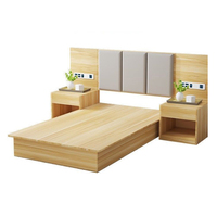 Projet d'hôtel à bas prix Salle de séjour en bois Grain de meubles modernes Design Double lit de rangement